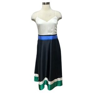 Banana Republic Colorblock Midi Dress Womens 2 A-Line Slip Preppy Cocktail NWT